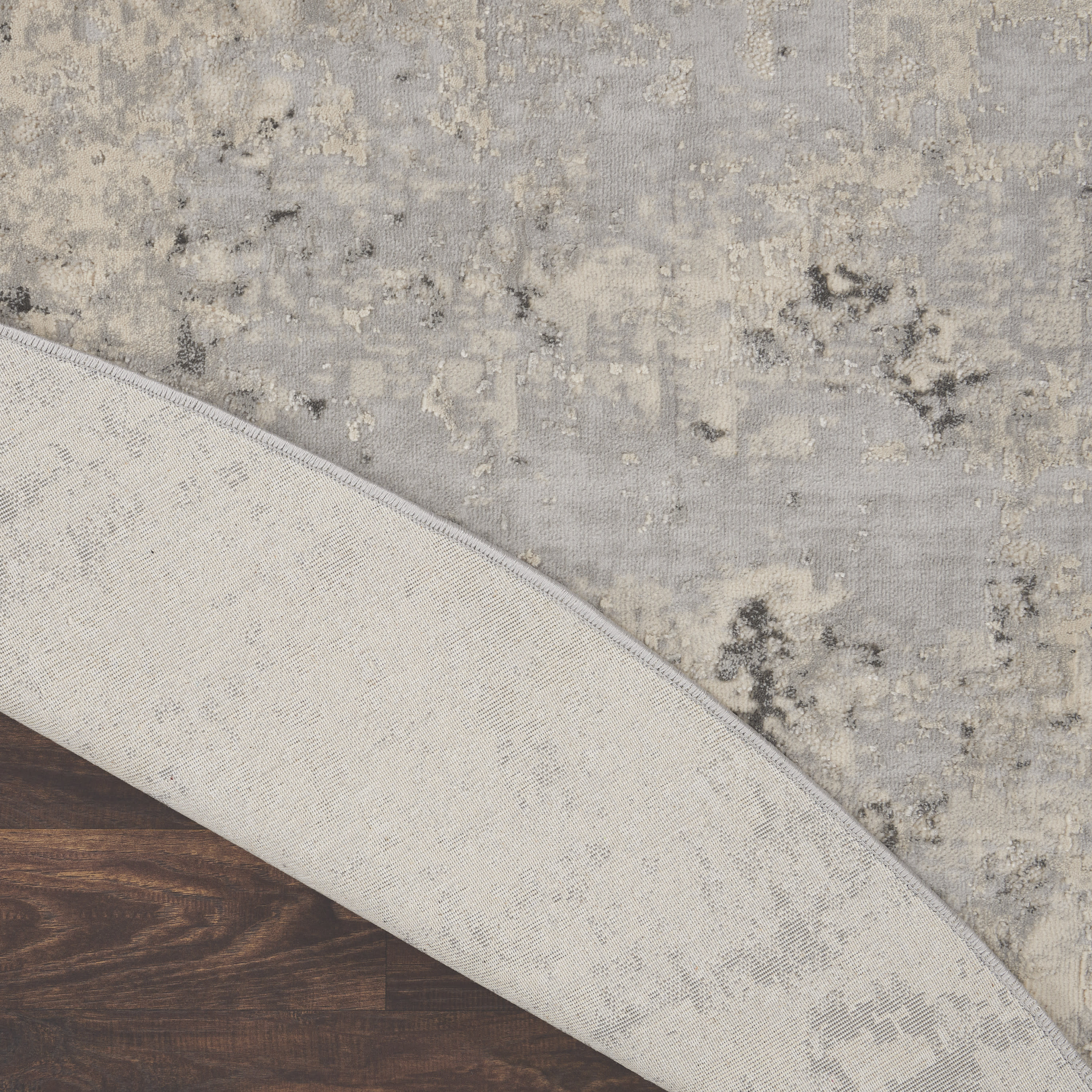 Nourison Rustic Textures 5'3" x Round Grey Beige Modern Indoor Rug