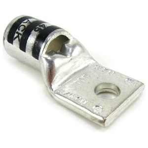 Copper One-Hole Lug, Standard  Barrel, Peep Hole, Max 35kV, Wire Size 2/0 AWG, Black