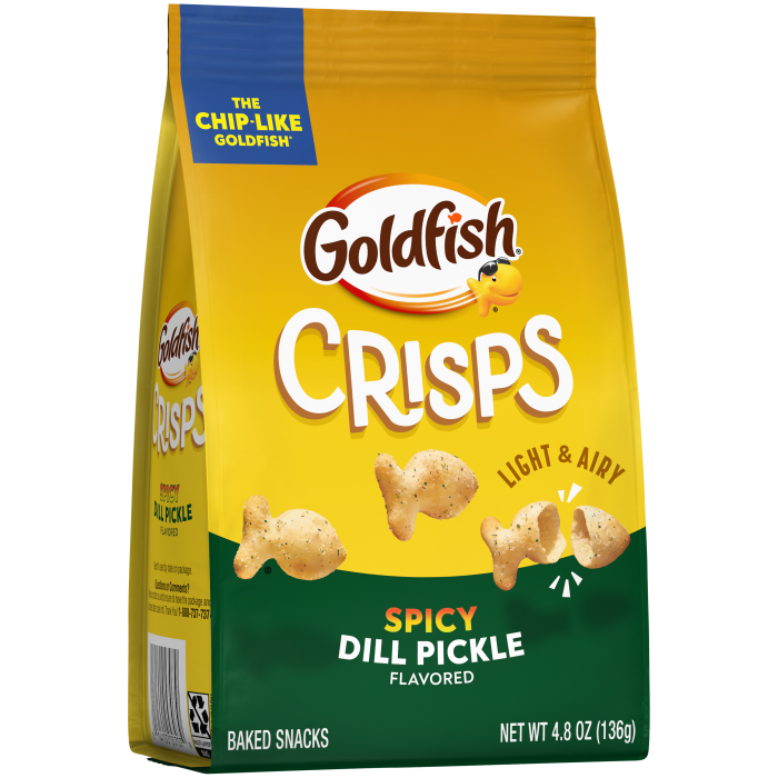 Goldfish® Spicy Dill Pickle Baked Snacks, 4.8 oz, bag - Left Angle Image
