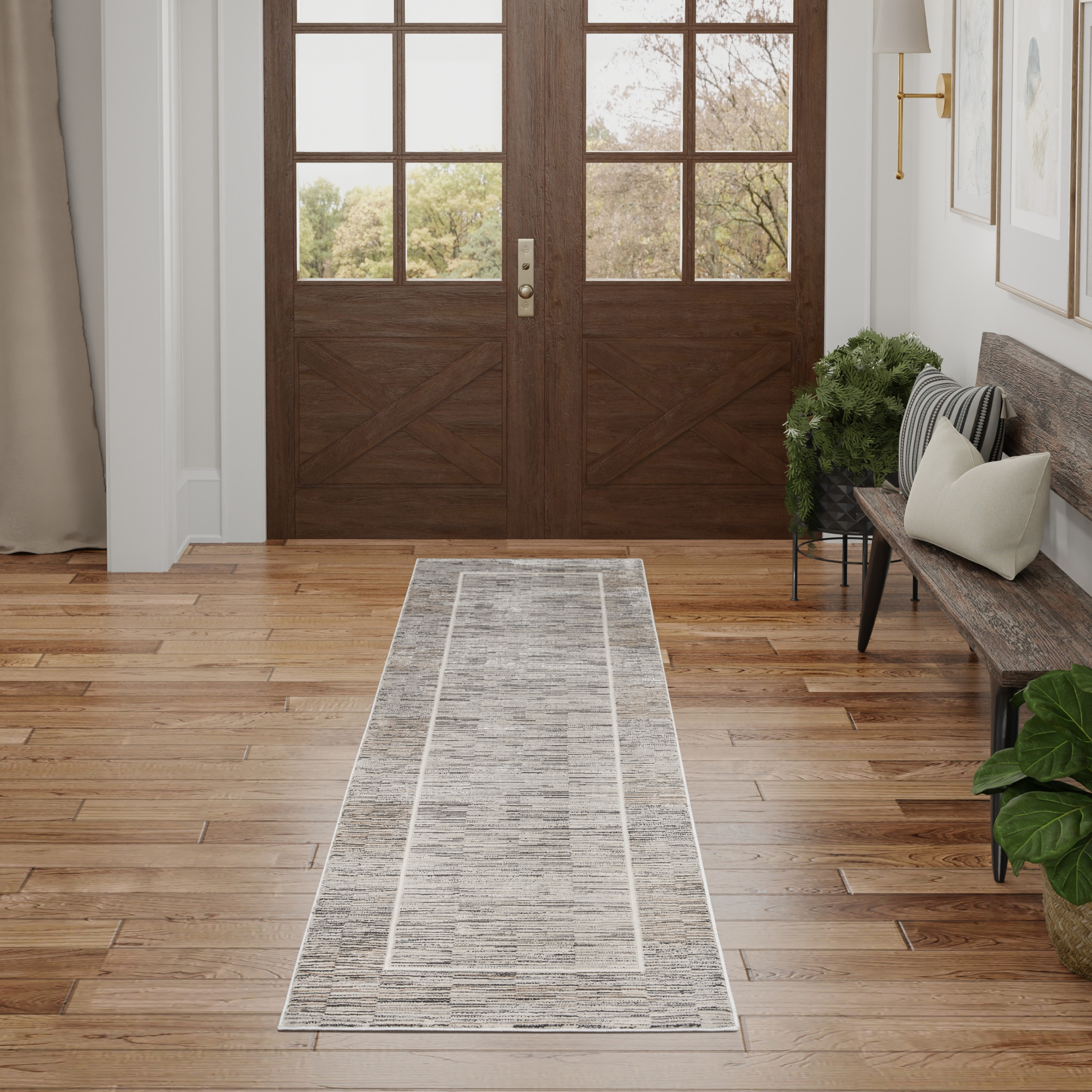 Nourison Desire 2'3" x 7'6" Charcoal Grey Modern Indoor Rug