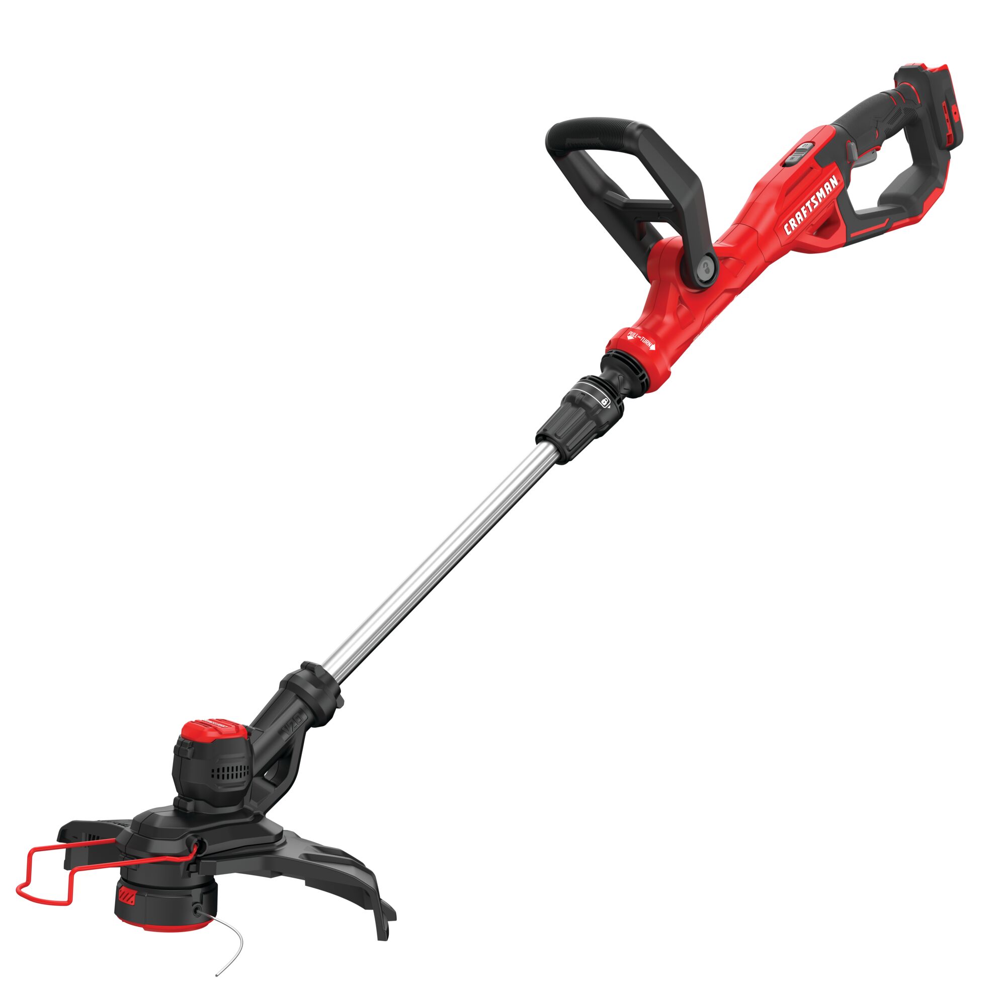 Close up of 20 volt weedwacker 13 inch cordless string trimmer and edger with automatic feed kit.