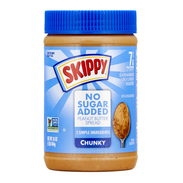 SKIPPY(r) Chunky Peanut Butter Spread No Sugar Added . C1CB - Front Center Inner Pack (Hi Res)