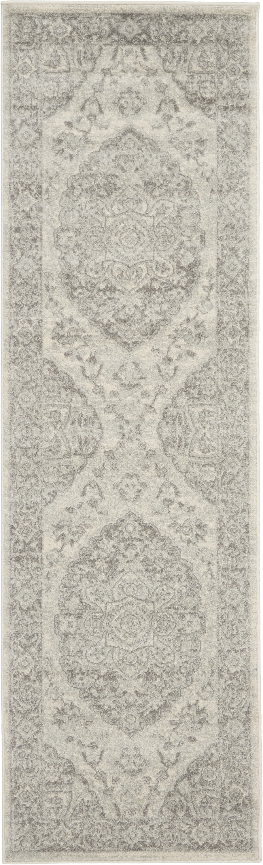 Nourison Tranquil 2'3" x 7'3" Ivory Grey Vintage Indoor Rug
