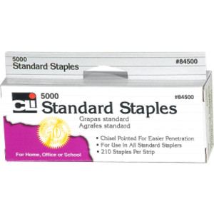 Staples, Standard 26/6 Size, Chisel Pointed Carbon Steel, Silver, 5000/Box