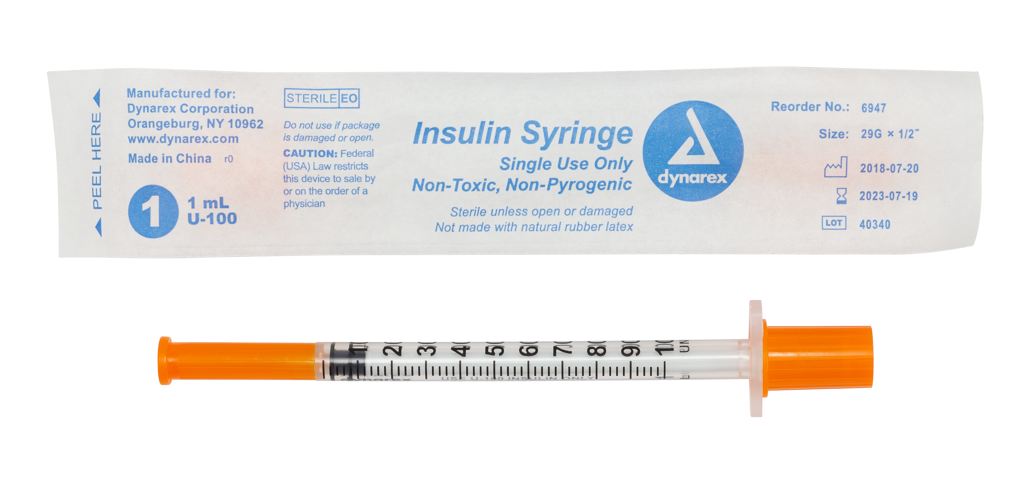 Insulin Syringe N/S - Individual Wrapped - 1cc - 29G, 1/2