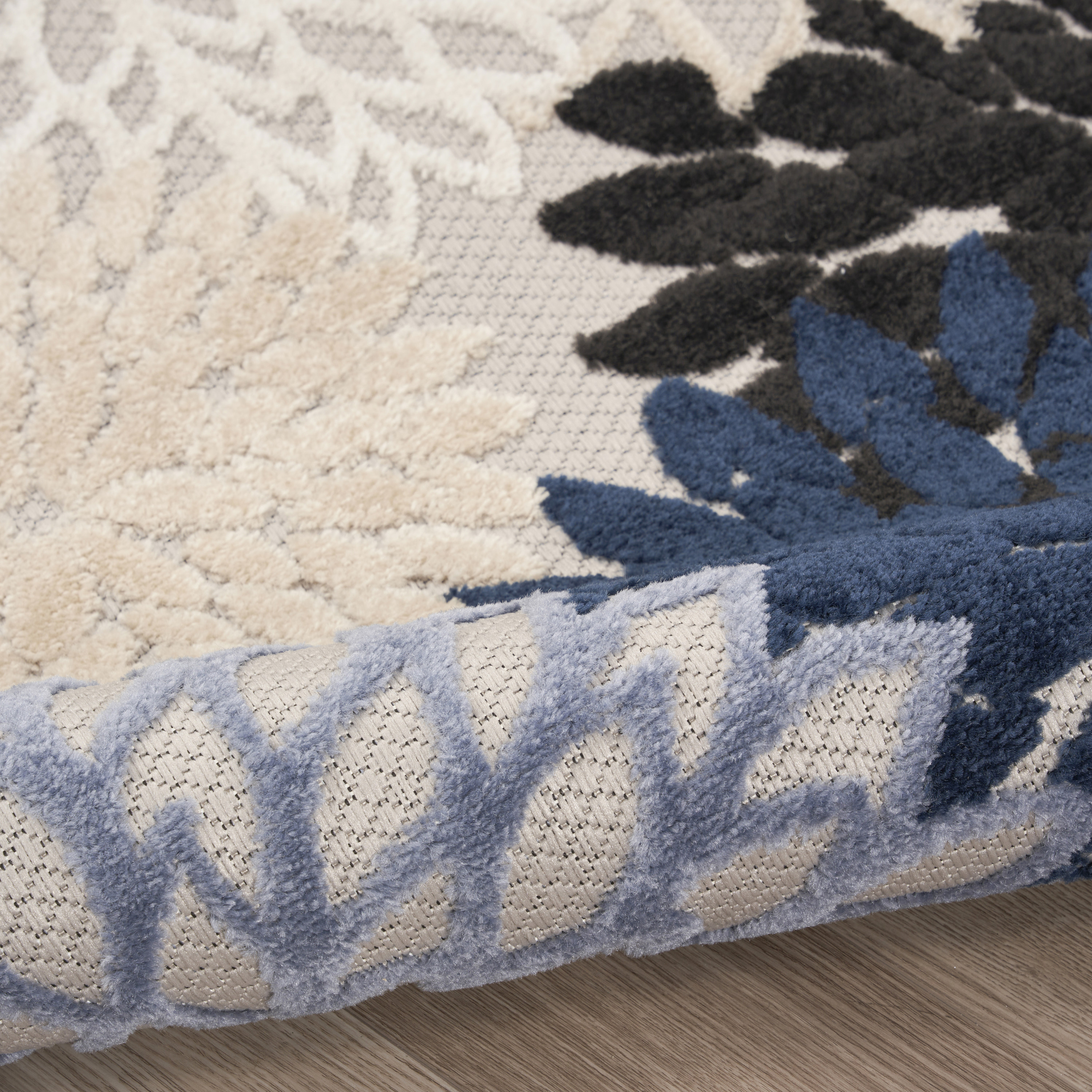 Nourison Aloha 5'3" x Round Blue Multicolor Tropical Rug