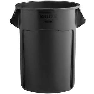 Rubbermaid Commercial, VENTED BRUTE, 55 gal, Resin, Black, Round, Receptacle