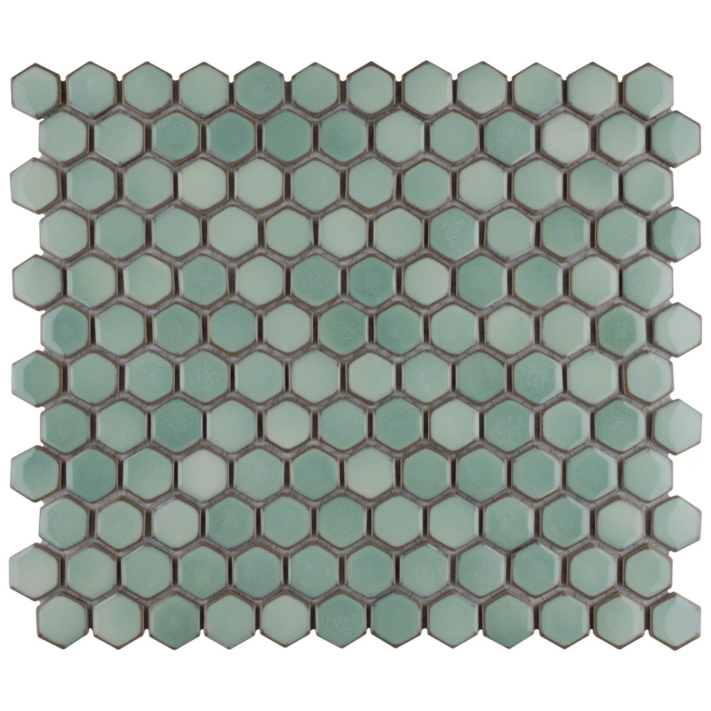 Hudson 1″ Hex Mint Green 11-7/8 in. x 13-1/4 in. Porcelain Mosaic Tile