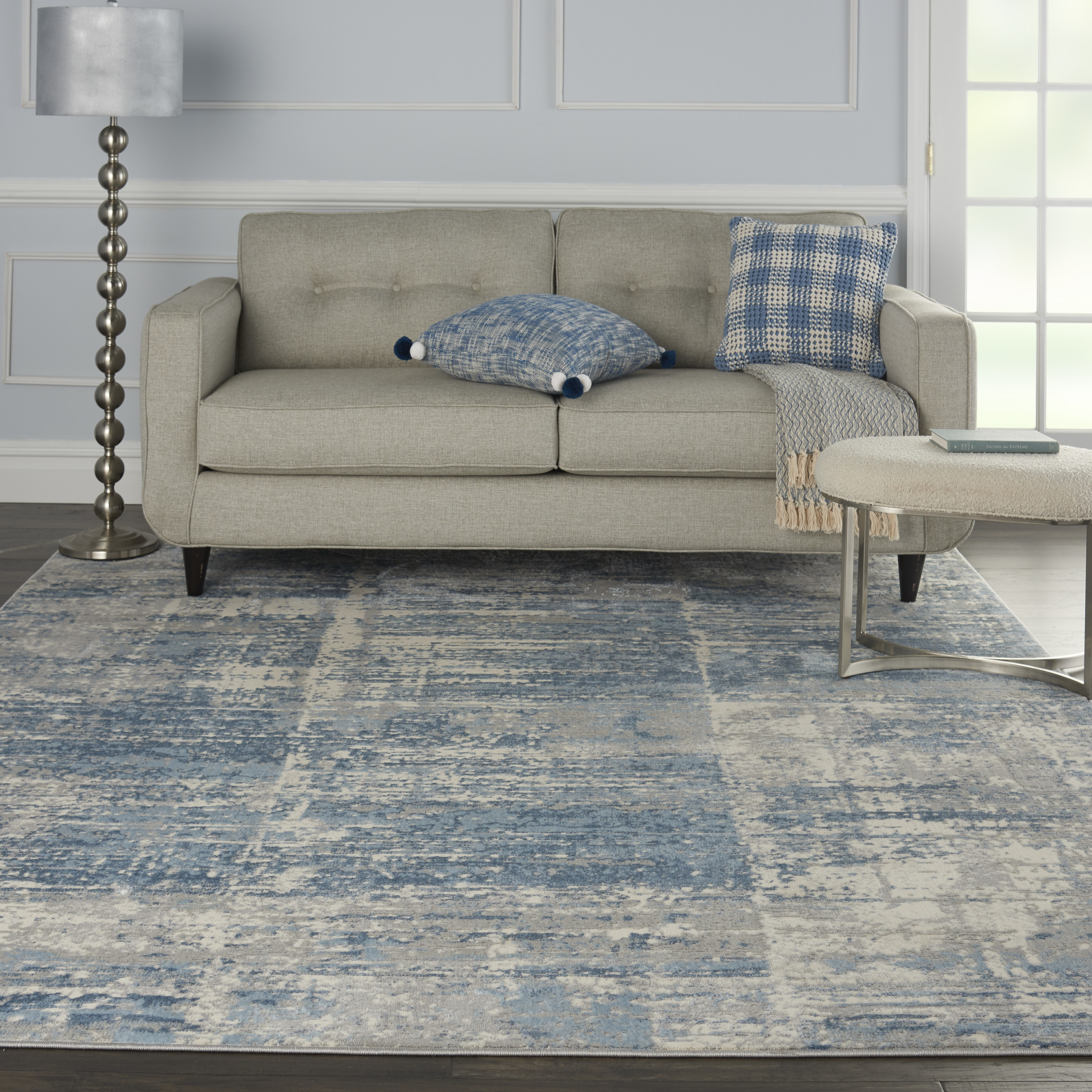 Nourison Solace 8' x 10' Ivory Grey Blue Modern Indoor Rug