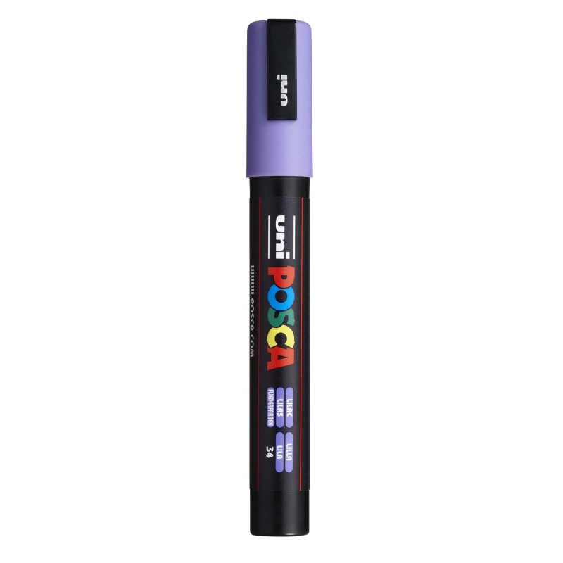 uni® POSCA PC-5M Water-Based Paint Markers, Reversible Medium Tip (1.8-2.5mm), Lilac
