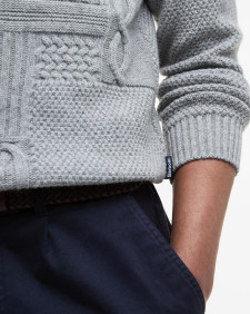 Casey Cable-Knit Crew Neck Jumper Grey Marl
