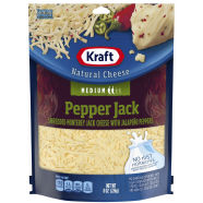 Kraft Pepper Jack Shredded Natural Cheese 8oz Bag