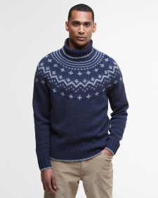 Hewton Fair Isle Roll Neck Jumper Navy