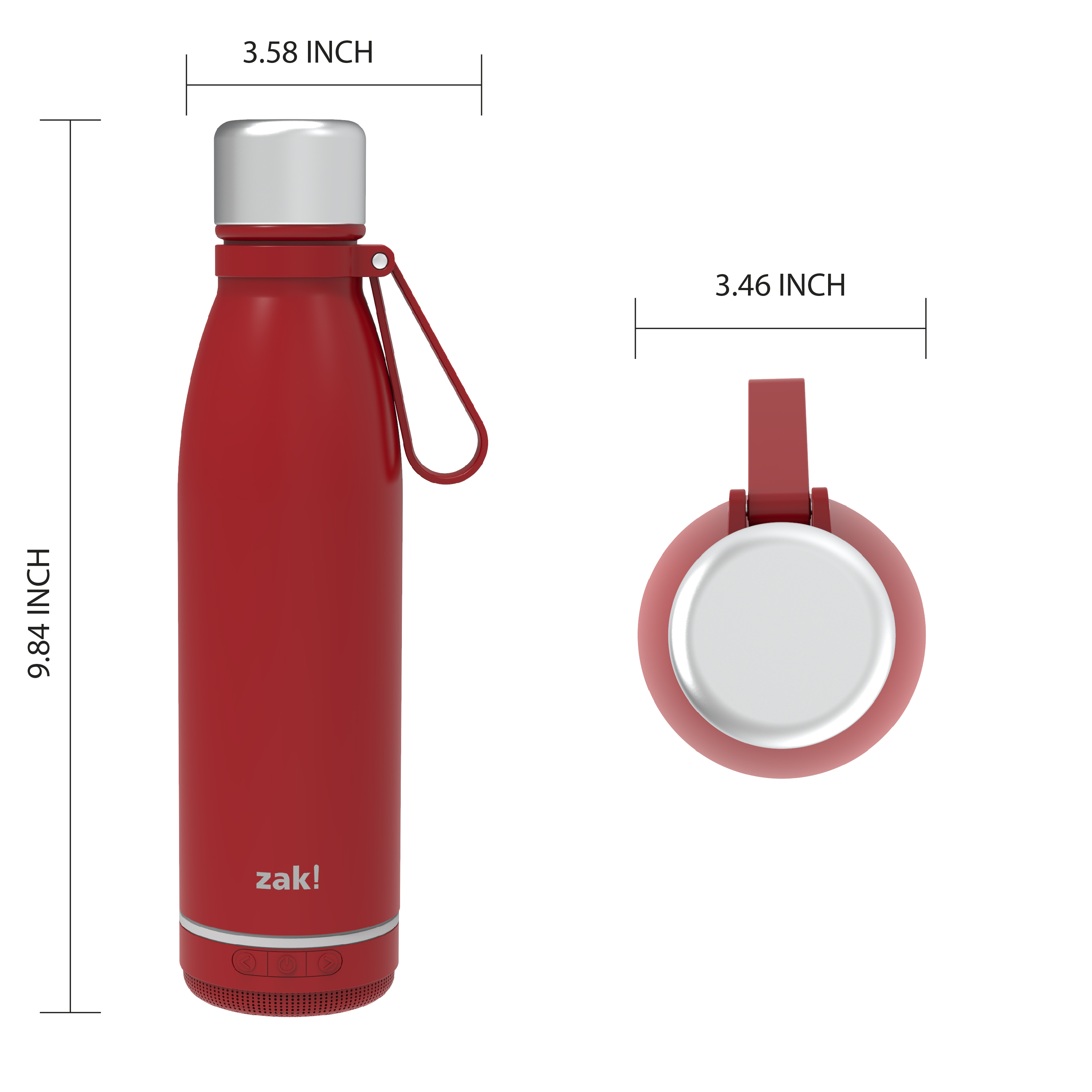 Zak Play 17.5 ounce Stainless Steel Tumbler with Bluetooth Speaker, Red