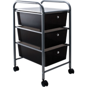 3-Drawer Rolling Cart, Smoke