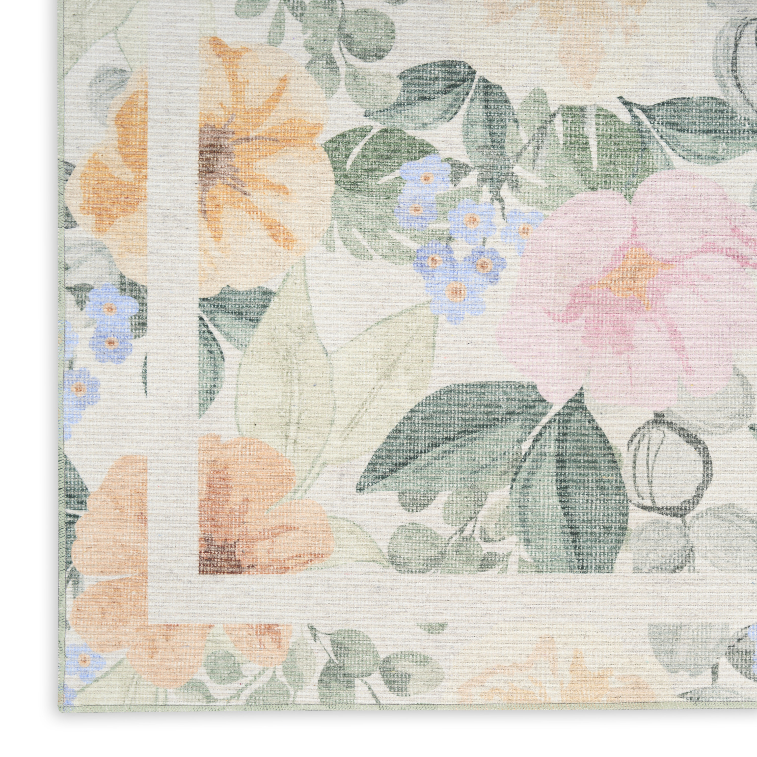 Nourison Botanical Washables 7'6" x 9'10" Ivory Multicolor Farmhouse Indoor Rug