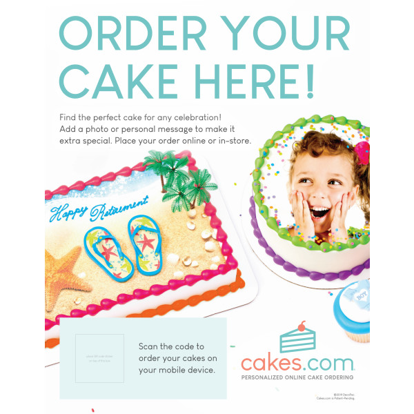 Cakes.com Easel-Back with Custom QR Code Counter Header Card