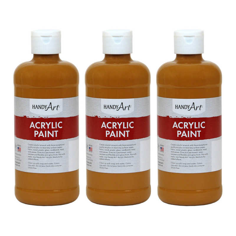 Acrylic Paint 16 oz, Raw Sienna, Pack of 3