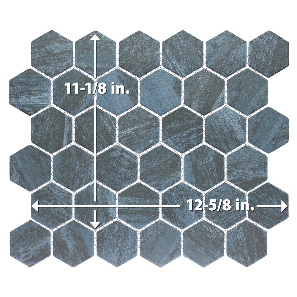 Sample – Cassis 2″ Hex Black Porcelain Mosaic Tile