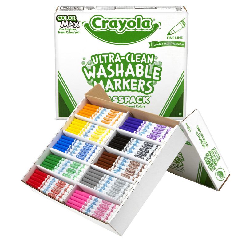 Ultra-Clean Washable Markers Classpack®, Fine Line, 10 Colors, Pack of 200