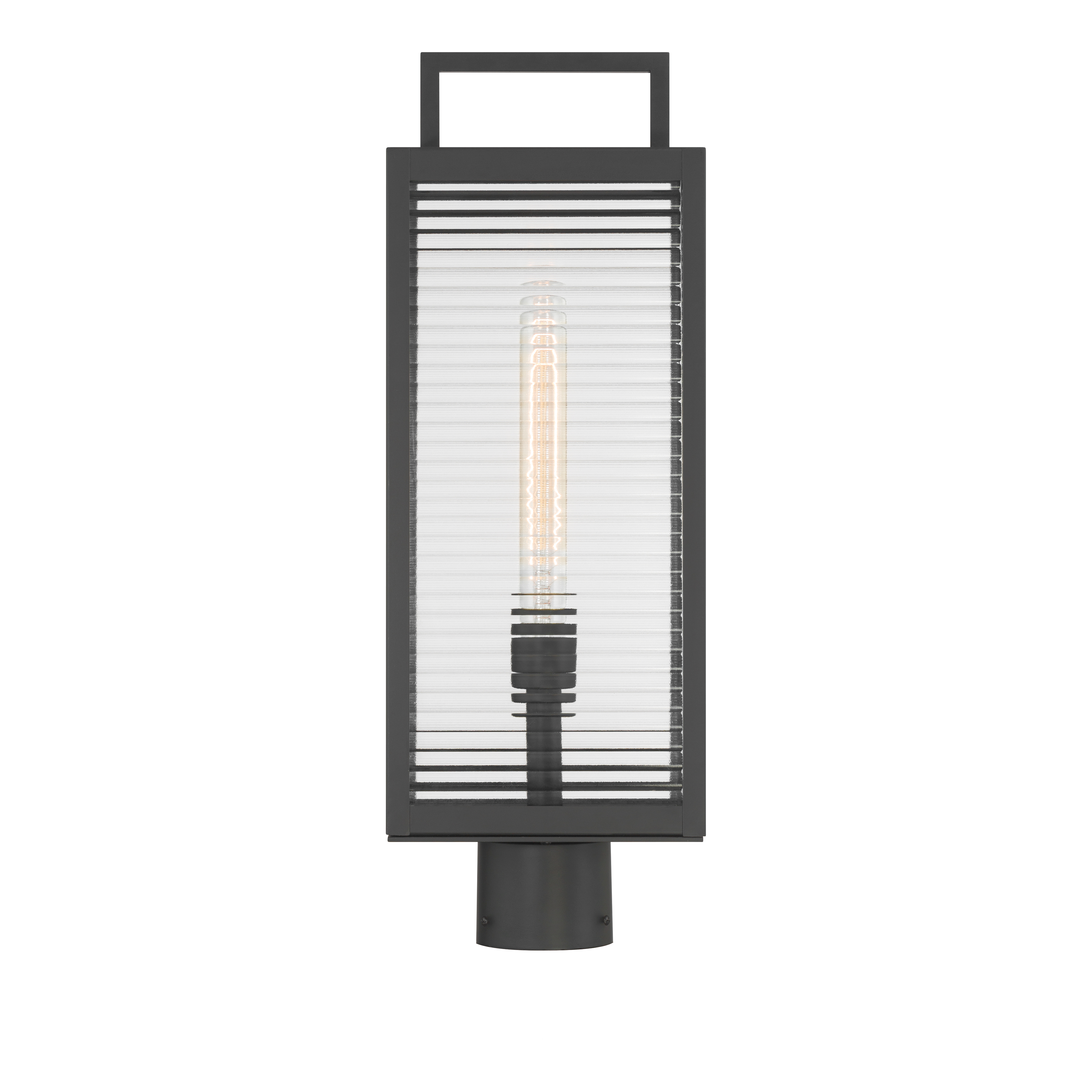 1-Light Outdoor Post Mount - Dark Matte Black with Clear Ribbed Glass - alternate view