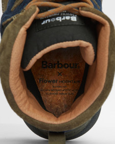 Barbour x Flower Mountain Back Country Uni Mid Trainers Navy Olive