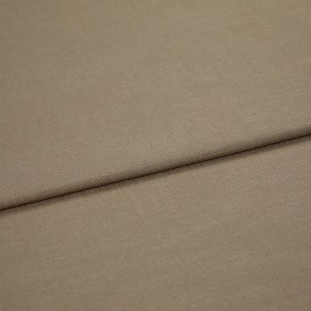 Beige woven fabric panel (textured) with a pronounced horizontal fold, folded over itself; close-up view showing fine weave, even neutral lighting and no visible surroundings.