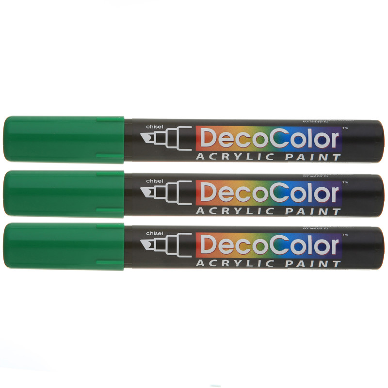 DecoColor® Acrylic Paint Marker, 315-S, Chisel Tip, Green #4, Set of 3