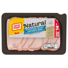 Oscar Mayer Natural Applewood Smoked Uncured Ham Family Size, 14 oz Tray