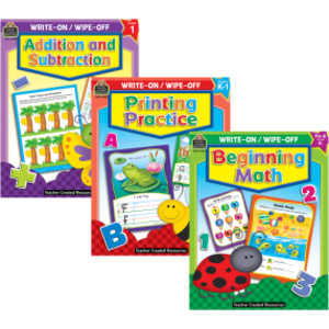 Early Learning Write & Wipe Activity Book Kit &ndash; Printing, Math, and Basic Operations