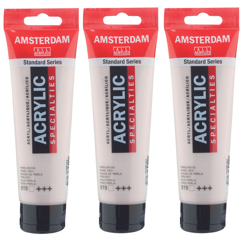 Standard Acrylic Paint, 120ml, Pearl Red 819, Pack of 3