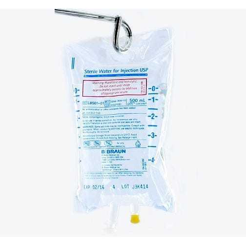 Sterile Water 500ml Bag, Injectable