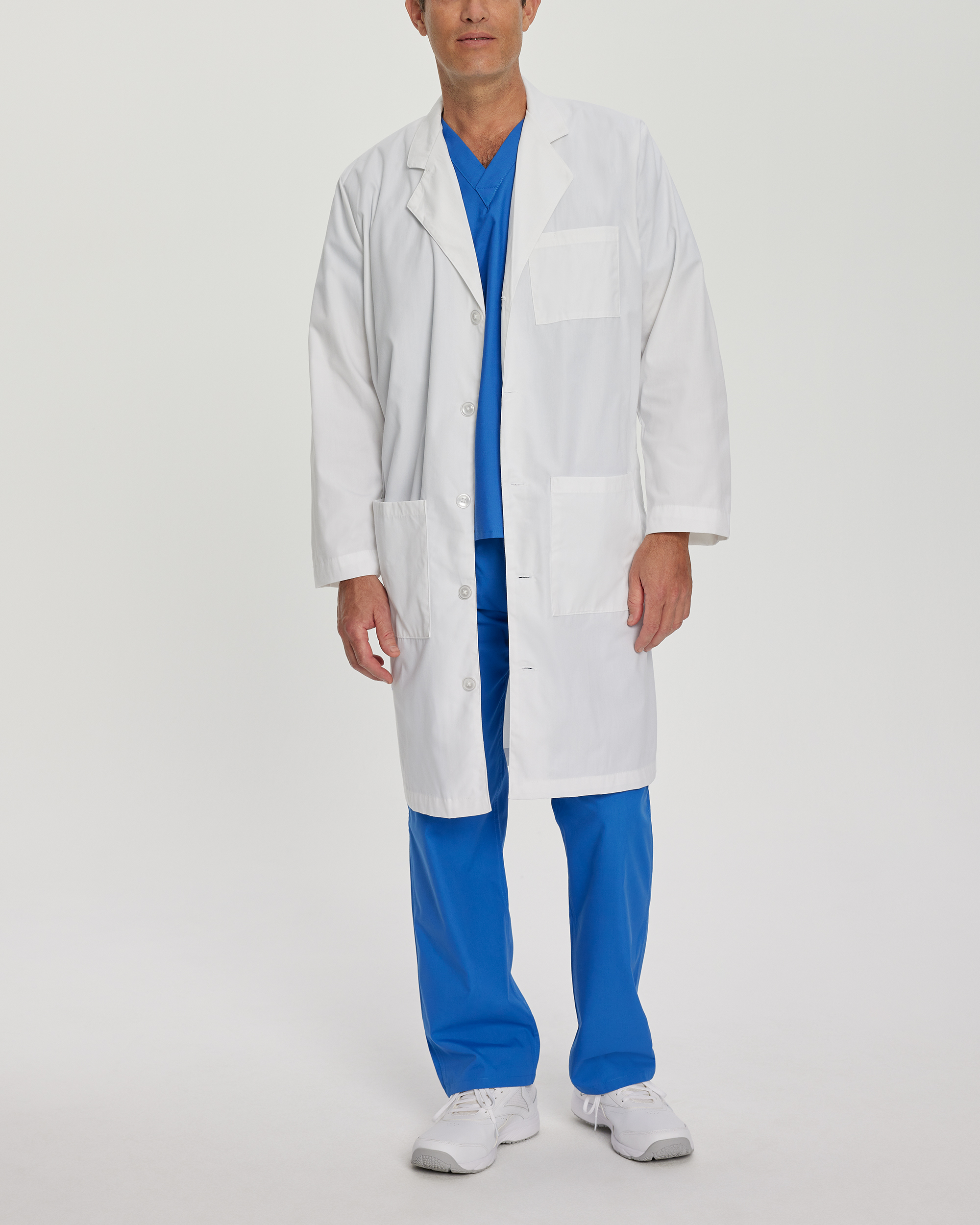 Landau Men&#8216;s 3-Pocket Full-Length White Coat-White Coats