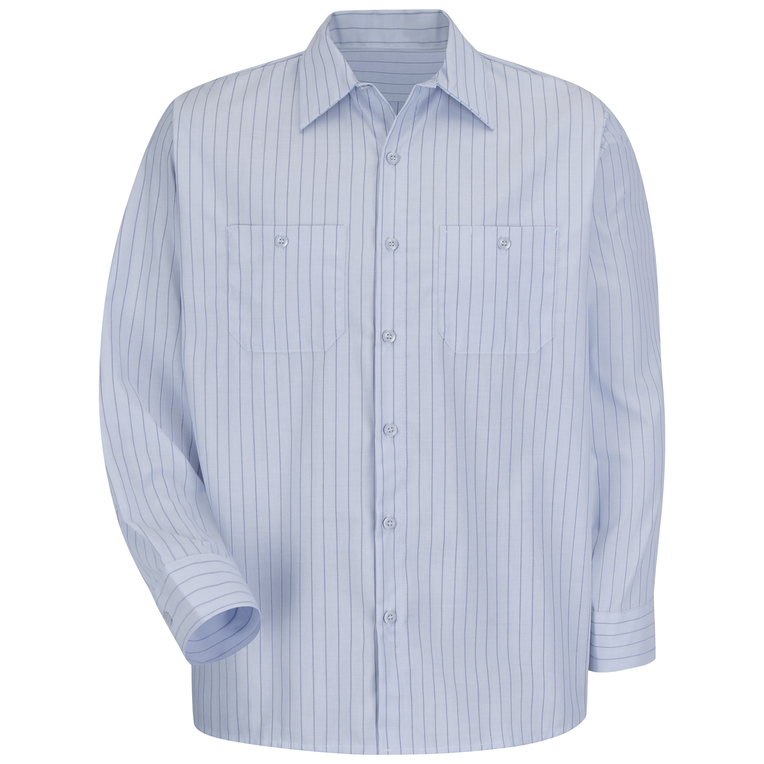 Men‘s Long Sleeve Industrial Striped Work Shirt-Red Kap
