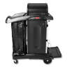 Rubbermaid Commercial, Executive Series, Executive Janitorial Cleaning Cart with Doors and Hood High Security, Black