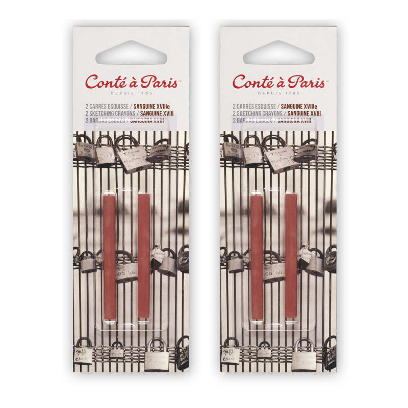 Carrés Esquisse Sketching Pastel Crayons, Sanguine 18th Century (2451), 2 Per Pack, 2 Packs