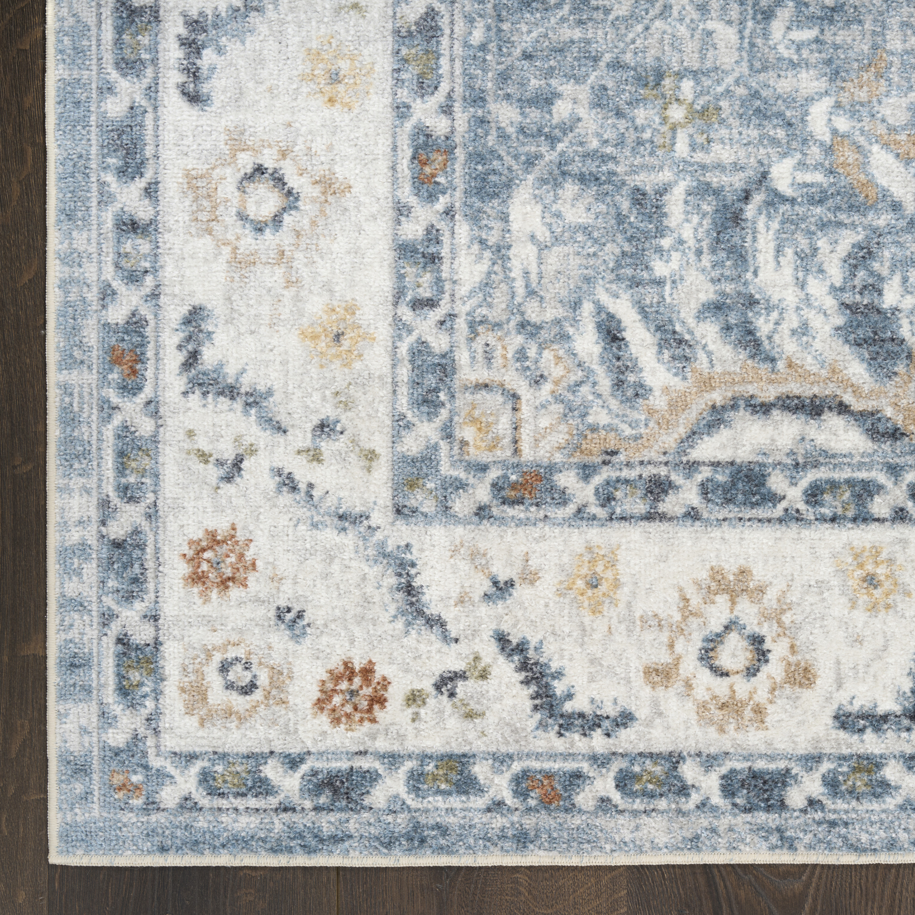 Nourison Astra Machine Washable 7'10" x 10' Blue Vintage Indoor Rug