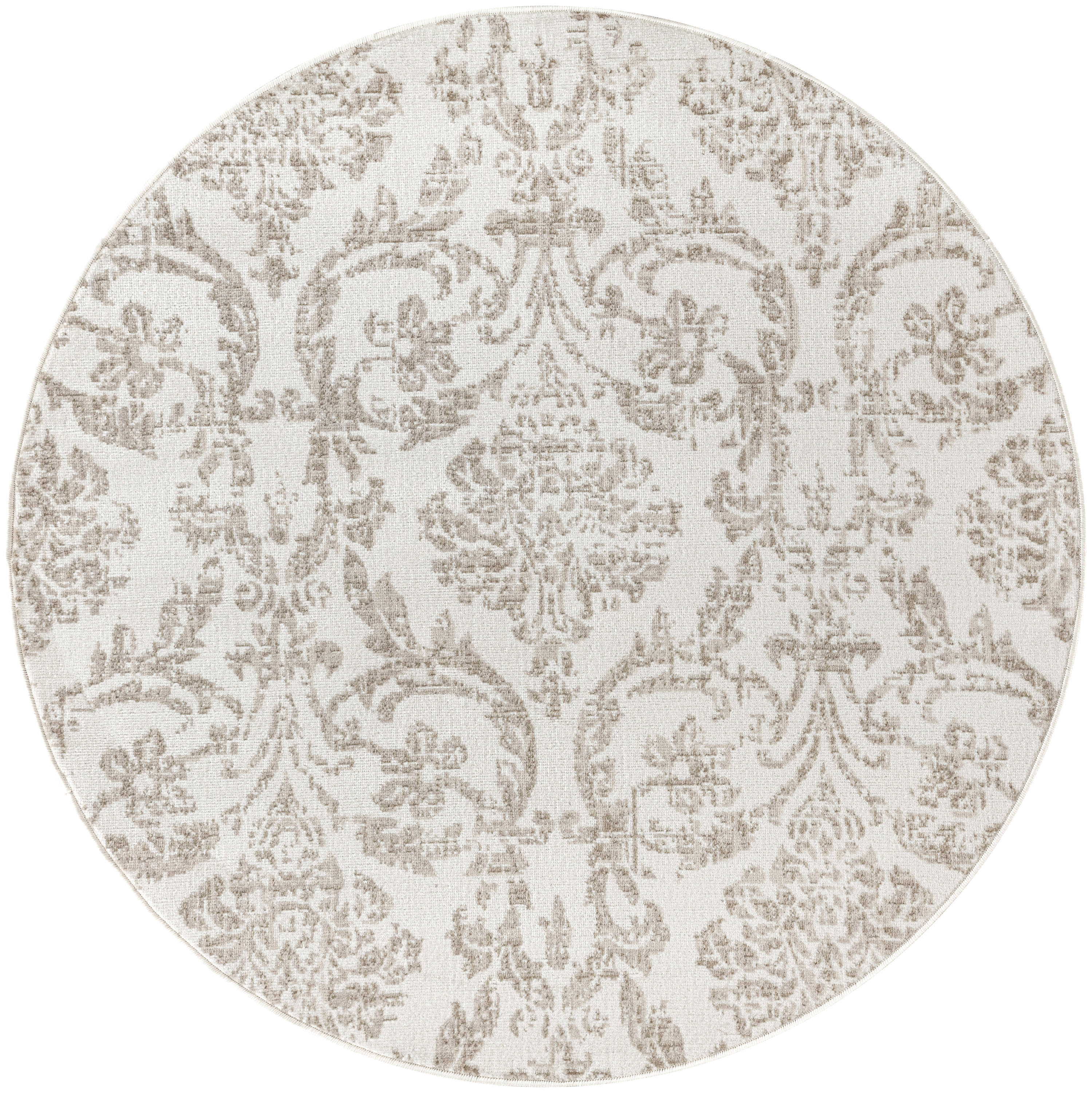 Nourison Jubilant 8' x Round Ivory Beige Vintage Indoor Rug