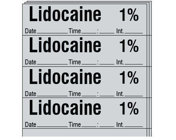 Shamrock Scientific LABEL, SYRINGE ID LIDOCAINE GRY/TAPE/DTI/PKG 1% (250/PK)