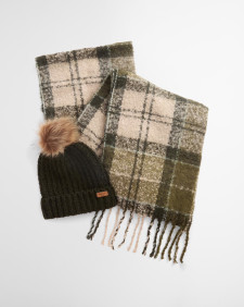 Geschenkset Beanie Saltburn & Schal Tartan Ancient Loden/Dk Green