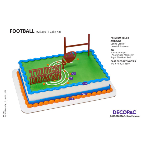 Football Cake Decorating Instruction Card