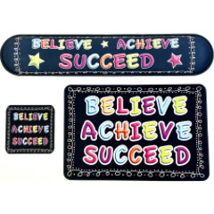 The Original Fun Mat&reg; Computer Desk Mats, Set of 3, (1) Mouse Pad, (1) Keyboard Wrist Pad, (1) Coaster, Believe, Achieve, Succeed, Chalk Loops