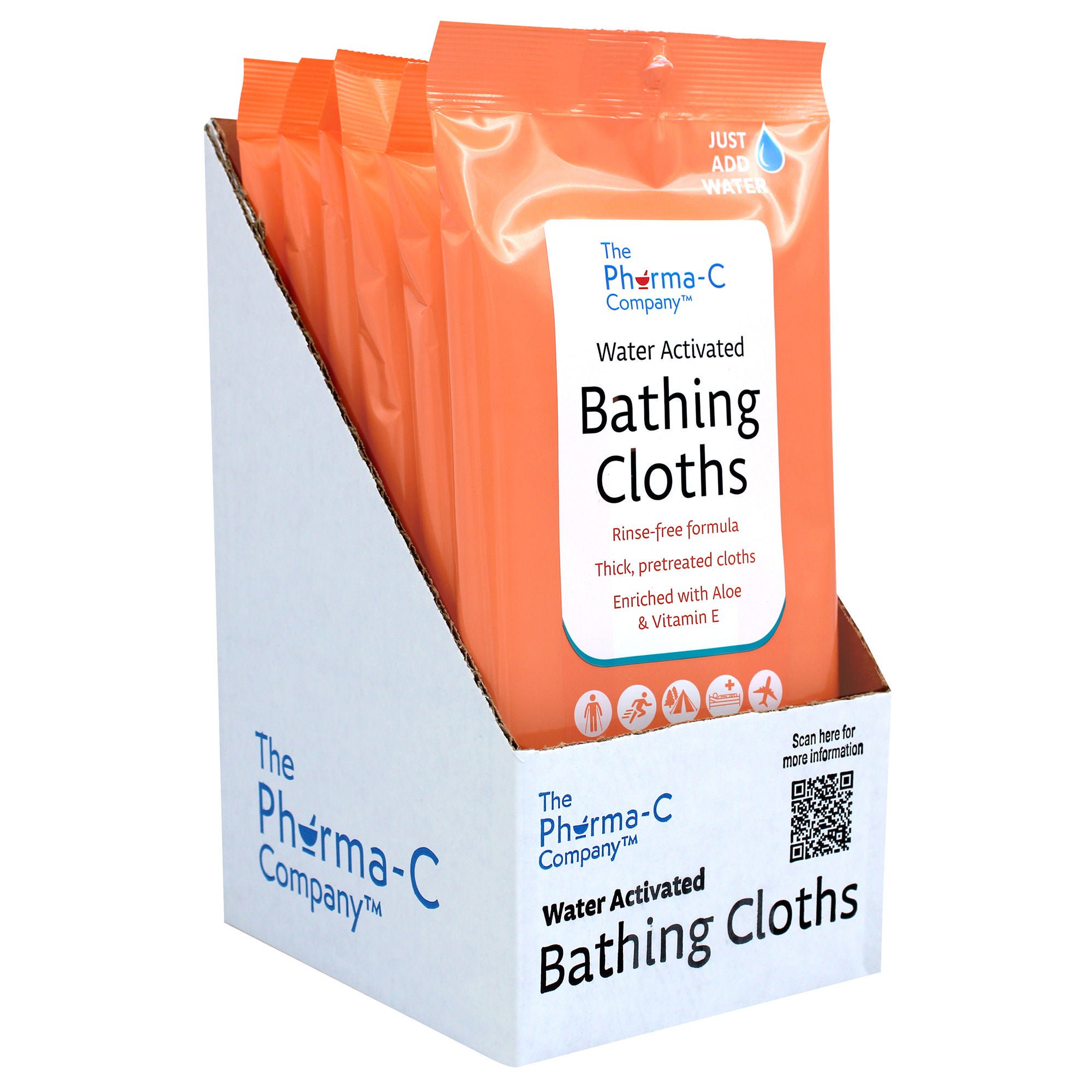 Rinse-Free Bath Wipe The Pharma-C Company® Soft Pack Light Scent 10 Count