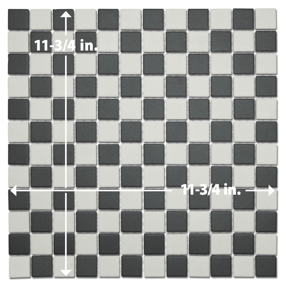 Gotham 1″ Square Unglazed Black and White Checkerboard 11-3/4 in. x 11-3/4 in. Porcelain Mosaic Tile