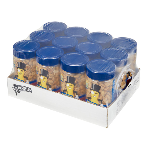 PLANTERS(r) Pop & Pour Dry Roasted Peanuts 12/7oz . C1RA - Front Right Closed Case (Hi Res)