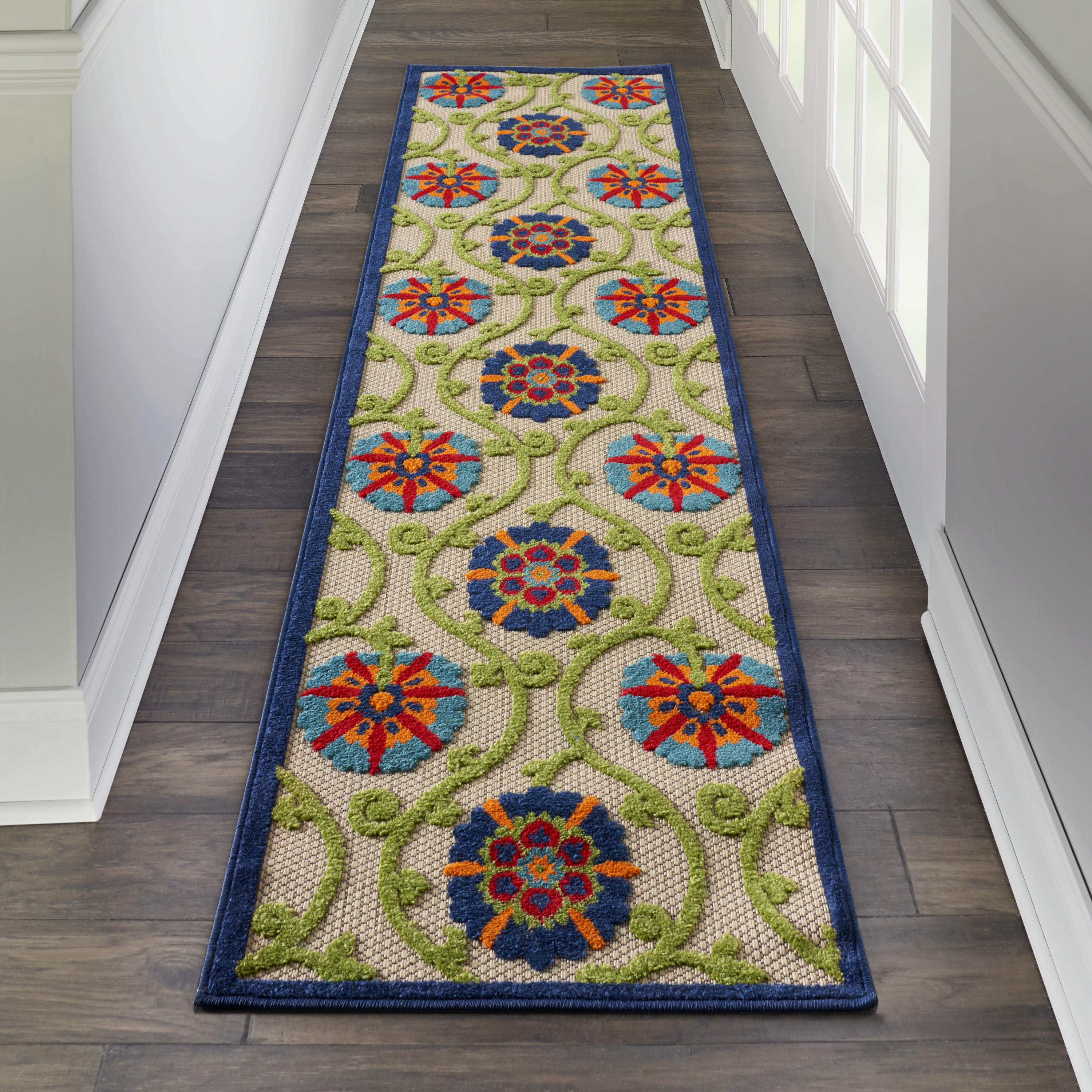 Nourison Aloha 2' x 6' Blue Multicolor Contemporary Rug