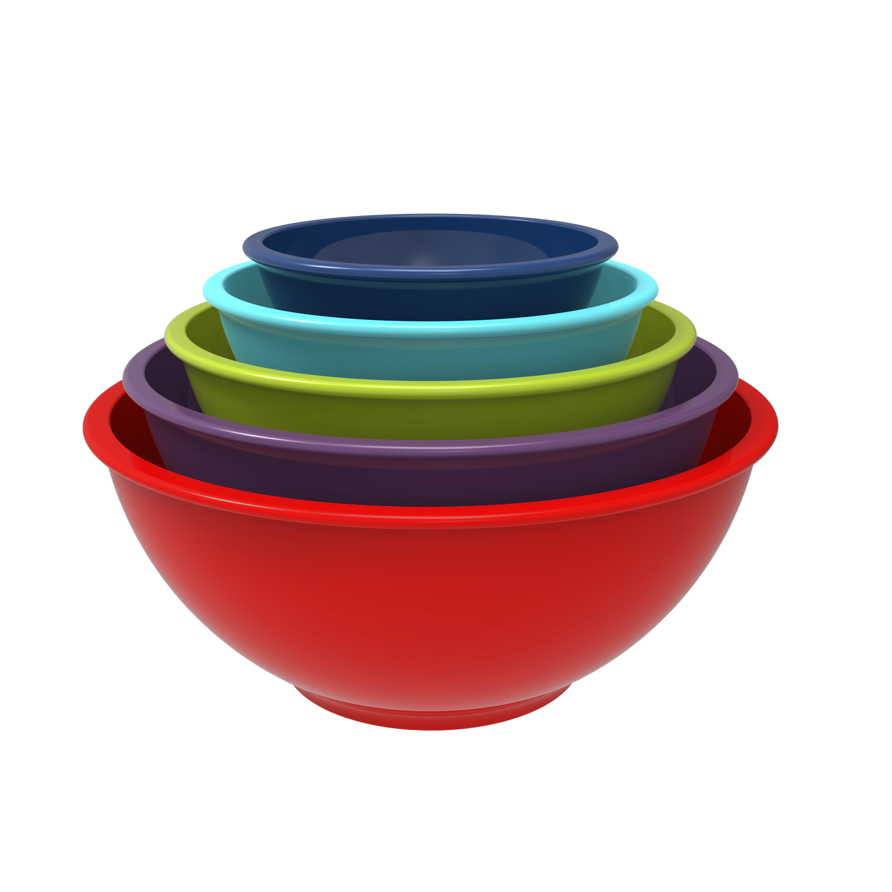 Colorway Plastic Serving and Mixing Bowl Set, Blue and Red, 5-piece set slideshow image 1