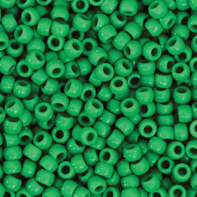 Creativity Street  Pony Beads, Green,  6 mm x 9 mm, 1000 Pieces