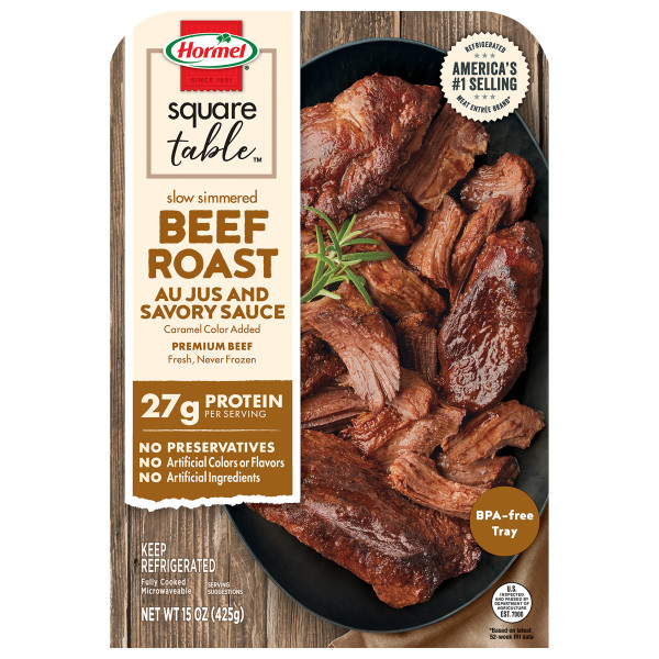 HORMEL(r) SQUARE TABLE(tm) Beef Au Jus & Savory Sauce 6/15oz. . C1N1 - Front No Plunge In Package (Hi Res)