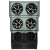Six-compartment vertical countertop flatware organizer with removable black perforated cylinders